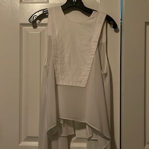 White crop top with long sides and open back